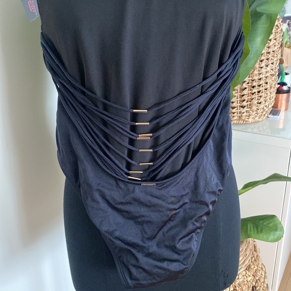NWT Victorias Secret Swim One Piece Black bathing suit with sexy back detailing - Picture 5 of 8